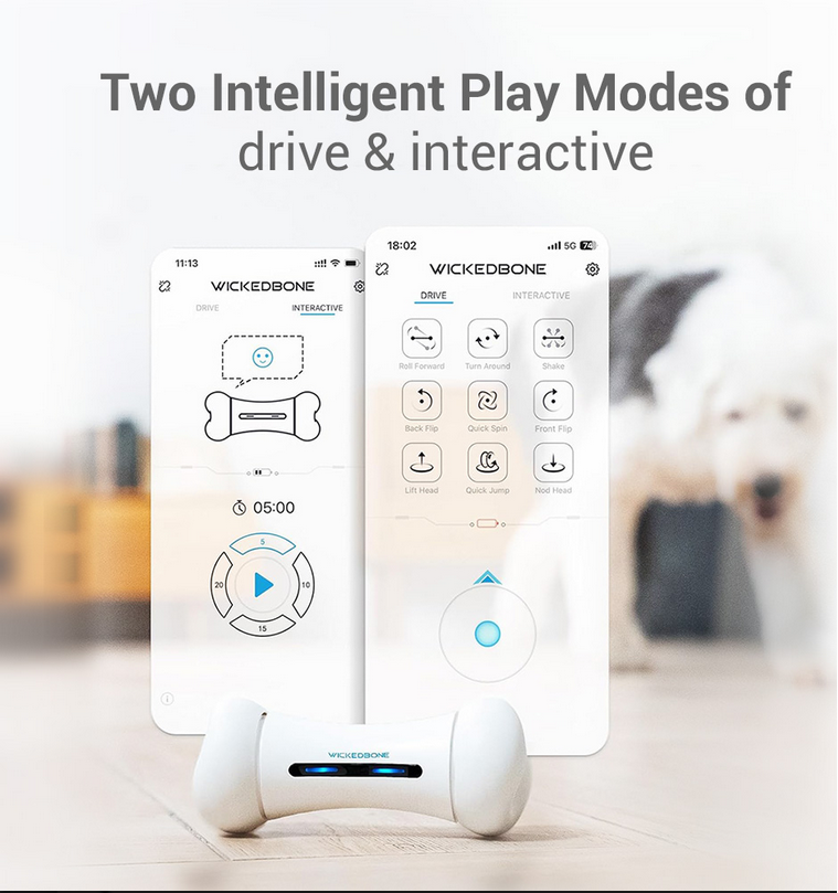 Cheerble App Control Indoor Outdoor Bone Shape Interactive Dog Toy Wickedbone